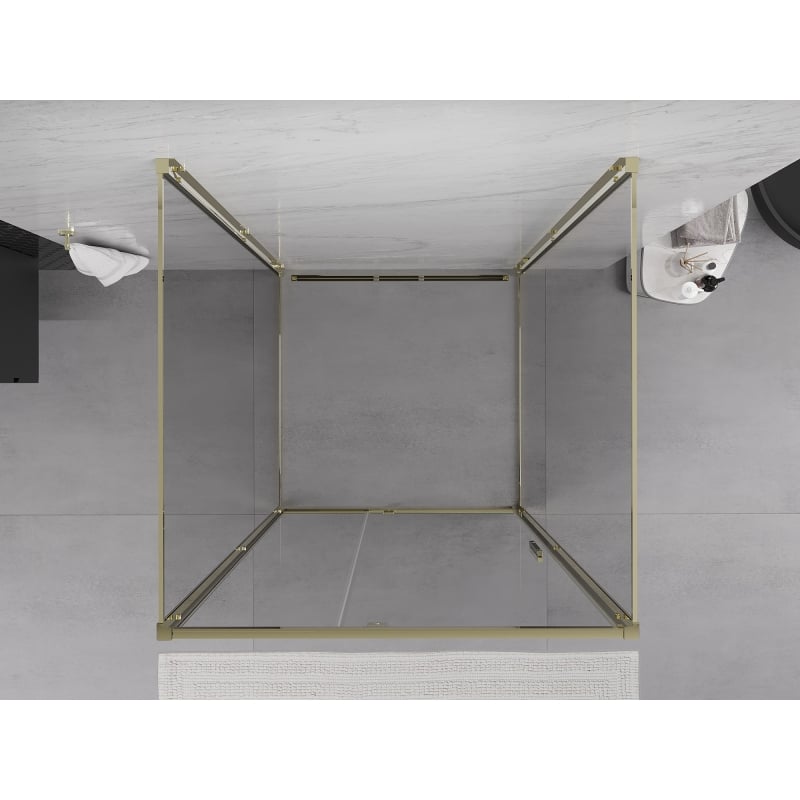 Mexen Exo-3S cabine de douche à 3 parois pivotante 120 x 120 cm, transparent, or - 819-120-120-50-00-3S