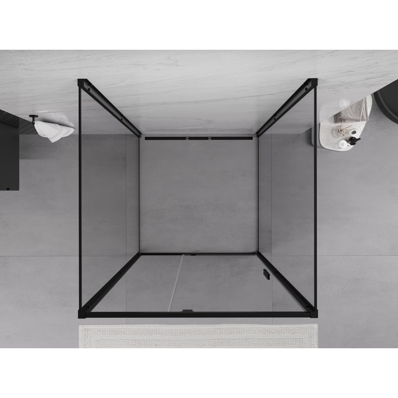 Mexen Exo-R 3S cabine de douche à 3 parois battantes 95 x 95 cm, transparent, noir - 819-095-095-70-00-3S