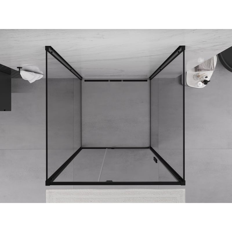 Mexen Exo-3S cabine de douche 3 parois pivotante 110 x 110 cm, transparent, noir - 819-110-110-70-00-3S