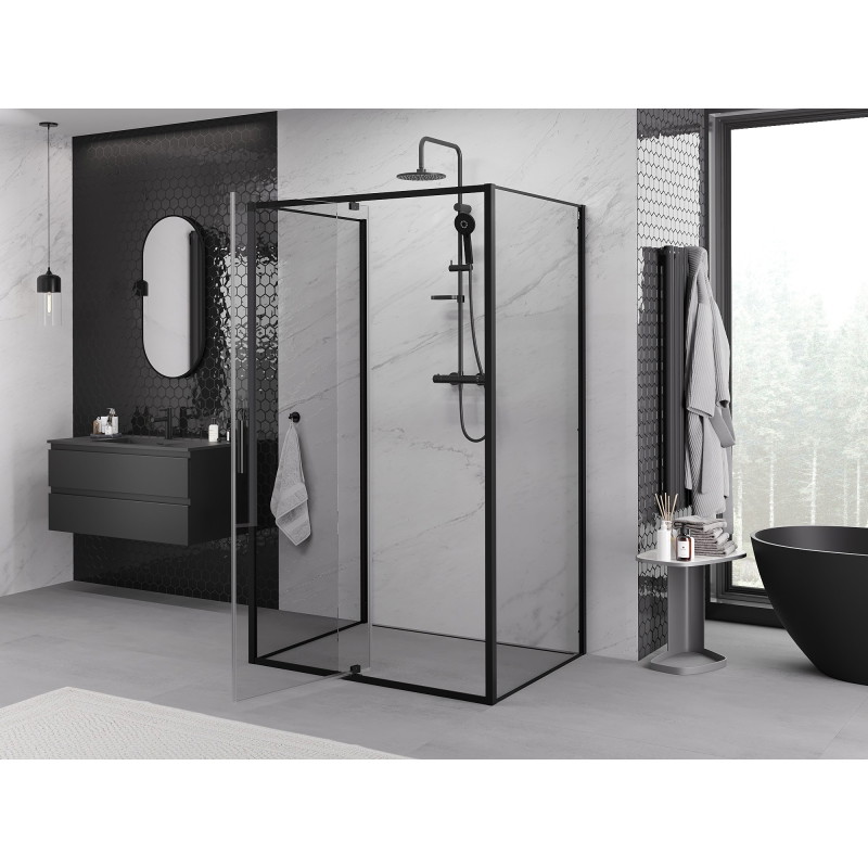 Mexen Exo-R 3S cabine de douche 3 parois pivotante 105 x 90 cm, transparent, noir - 819-105-090-70-00-3S