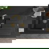 Mexen Andres évier en granit à 1,5 cuvette avec égouttoir 1000 x 500 mm Noir/ Argent métallique, siphon Or - 6515101510-73-G