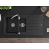 Mexen Andres évier en granit 1,5 bac avec égouttoir 1000 x 500 mm, noir/argent métallique, siphon chromé - 6515101510-73