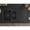 Mexen Andres évier en granit 1,5 bac avec égouttoir 1000 x 500 mm noir/argent métallisé siphon noir - 6515101510-73-B