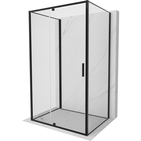 Mexen Exo-R 3S cabine de douche à 3 parois pivotante 140 x 100 cm, transparente, noire - 819-140-100-70-00-3S