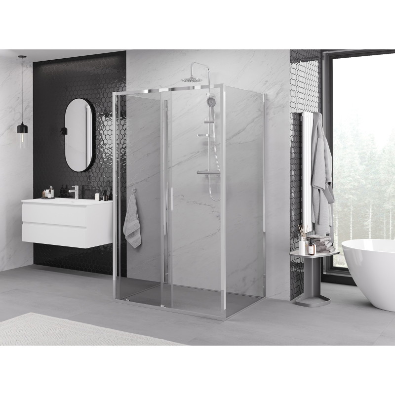 Mexen Exo-S 3S cabine de douche à 3 parois coulissantes 135 x 70 cm, transparent, chrome - 8151-135-070-01-00-3S