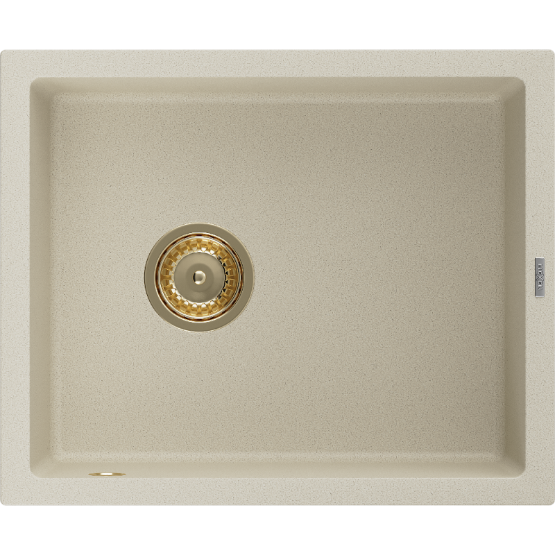 Mexen Pedro évier en granit 1 bac 560 x 460 mm, beige, siphon doré - 6508561000-69-G