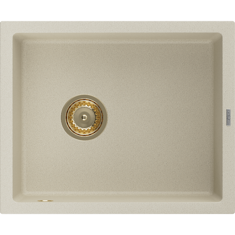 Mexen Pedro évier en granit à 1 cuve 560 x 460 mm, Beige, siphon Or - 6508561000-69-G