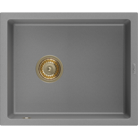 Mexen Pedro évier en granit à 1 cuve 560 x 460 mm, Gris, siphon Or - 6508561000-71-G