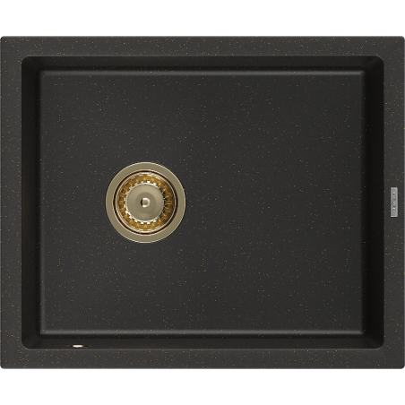 Mexen Pedro évier en granit 1 bac 560 x 460 mm, noir/or métallique, siphon doré - 6508561000-75-G