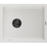 Mexen Pedro évier en granit à 1 cuve 560 x 460 mm, Blanc, siphon Noir - 6508561000-20-B