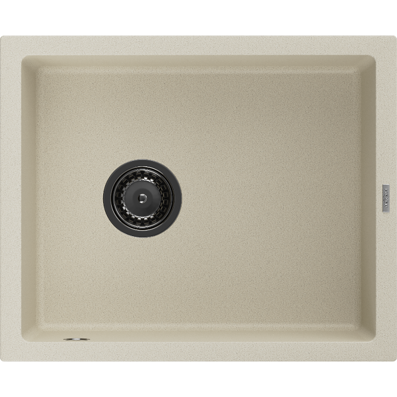 Mexen Pedro évier en granit à 1 cuve 560 x 460 mm, Beige, siphon Noir - 6508561000-69-B