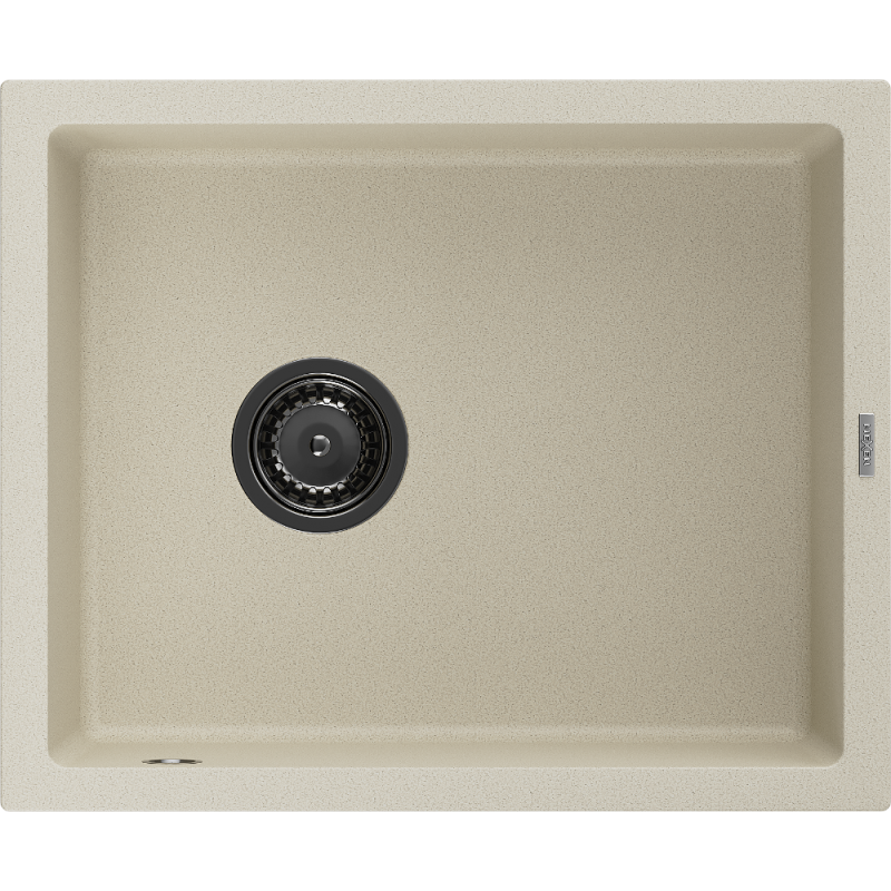 Mexen Pedro évier en granite à 1 bac 560 x 460 mm, beige, siphon noir - 6508561000-69-B