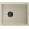 Mexen Pedro évier en granite à 1 bac 560 x 460 mm, beige, siphon noir - 6508561000-69-B