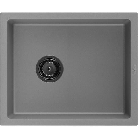 Mexen Pedro évier en granit à 1 cuve 560 x 460 mm, Gris, siphon Noir - 6508561000-71-B