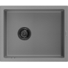 Mexen Pedro évier en granit à 1 bac 560 x 460 mm, gris, siphon noir - 6508561000-71-B
