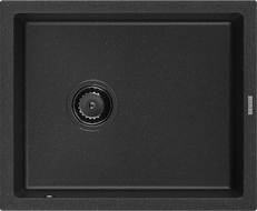 Mexen Pedro évier en granit 1 bac 560 x 460 mm, noir/argent métallisé, siphon noir - 6508561000-73-B