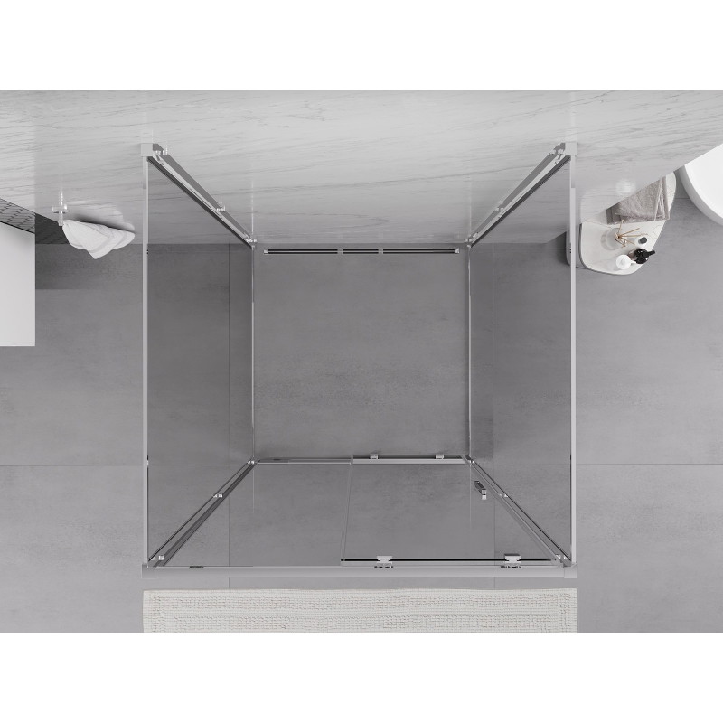 Mexen Exo-S 3S cabine de douche 3 parois coulissante 100 x 100 cm, transparent, chrome - 8151-100-100-01-00-3S