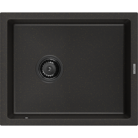 Mexen Pedro évier en granit 1 bac 560 x 460 mm, noir/doré métallisé, siphon noir - 6508561000-75-B