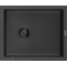 Mexen Pedro évier en granit à 1 bac 560 x 460 mm, noir moucheté, siphon noir - 6508561000-76-B