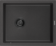 Mexen Pedro évier en granit à 1 bac 560 x 460 mm, noir moucheté, siphon noir - 6508561000-76-B