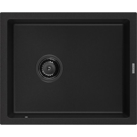 Mexen Pedro évier de cuisine en granit 1 bac 560 x 460 mm, noir, siphon noir - 6508561000-77-B