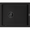 Mexen Pedro évier de cuisine en granit 1 bac 560 x 460 mm, noir, siphon noir - 6508561000-77-B