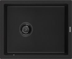 Mexen Pedro évier de cuisine en granit 1 bac 560 x 460 mm, noir, siphon noir - 6508561000-77-B