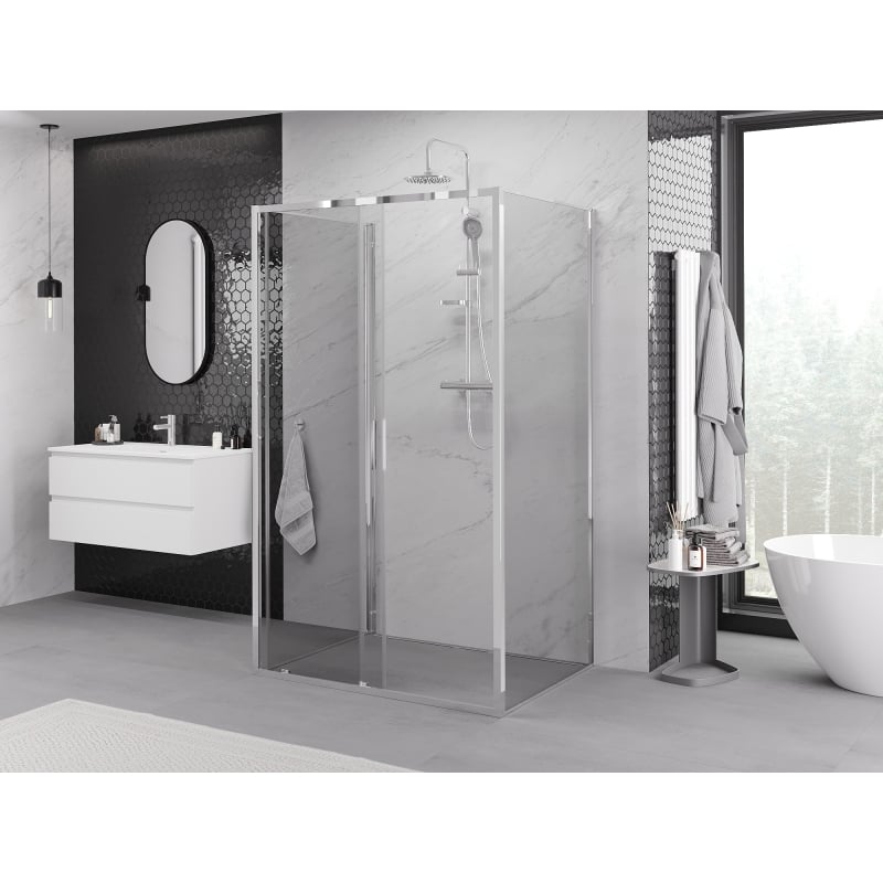 Mexen Exo-3S cabine de douche à 3 parois coulissante 170 x 70 cm, transparent, chrome - 8151-170-070-01-00-3S