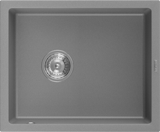 Mexen Pedro évier de cuisine en granit 1 bac 560 x 460 mm, gris, siphon chromé - 6508561000-71