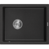 Mexen Pedro évier en granit 1 bac 560 x 460 mm, noir/argent métallique, siphon chromé - 6508561000-73