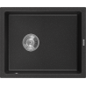 Mexen Pedro évier en granit 1 bac 560 x 460 mm, noir/métallisé argenté, siphon chromé - 6508561000-73