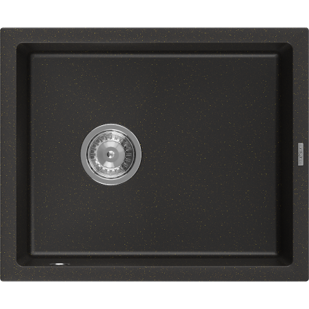 Mexen Pedro Évier en granit 1 bac 560 x 460 mm, noir/doré métallique, siphon chromé - 6508561000-75