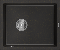 Mexen Pedro Évier en granit 1 bac 560 x 460 mm, noir/doré métallique, siphon chromé - 6508561000-75