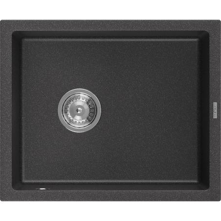 Mexen Pedro évier en granit 1 bac 560 x 460 mm, noir moucheté, siphon chrome - 6508561000-76