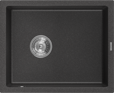 Mexen Pedro évier en granit à 1 bac 560 x 460 mm, noir moucheté, siphon chromé - 6508561000-76