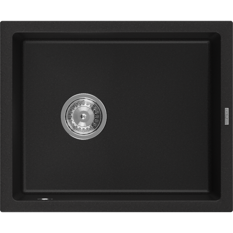 Mexen Pedro évier en granit 1 bac 560 x 460 mm, noir, siphon chromé - 6508561000-77
