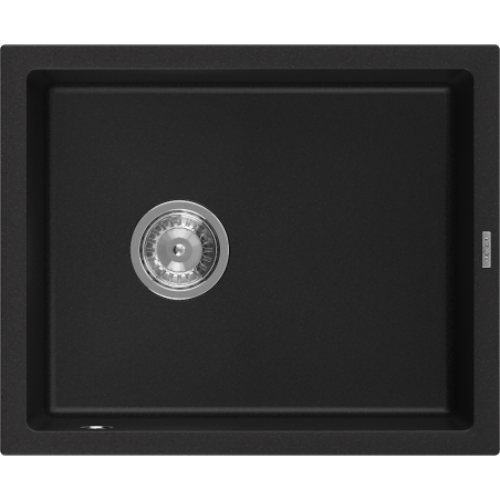 Mexen Pedro évier en granit 1 bac 560 x 460 mm, noir, siphon chromé - 6508561000-77
