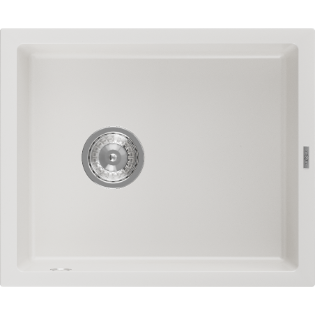 Mexen Pedro évier en granit 1 cuve 560 x 460 mm, blanc, siphon chromé - 6508561000-20