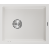 Mexen Pedro évier de cuisine en granit 1 cuve 560 x 460 mm, blanc, siphon chromé - 6508561000-20