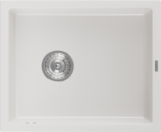 Mexen Pedro évier en granit 1 cuve 560 x 460 mm, blanc, siphon chromé - 6508561000-20