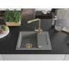 Mexen Enzo évier en granit 1 bac avec égouttoir et robinet de cuisine Duero, gris - 6506-71-671600-50