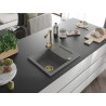 Mexen Enzo évier en granit 1 bac avec égouttoir et robinet de cuisine Duero, gris - 6506-71-671600-50