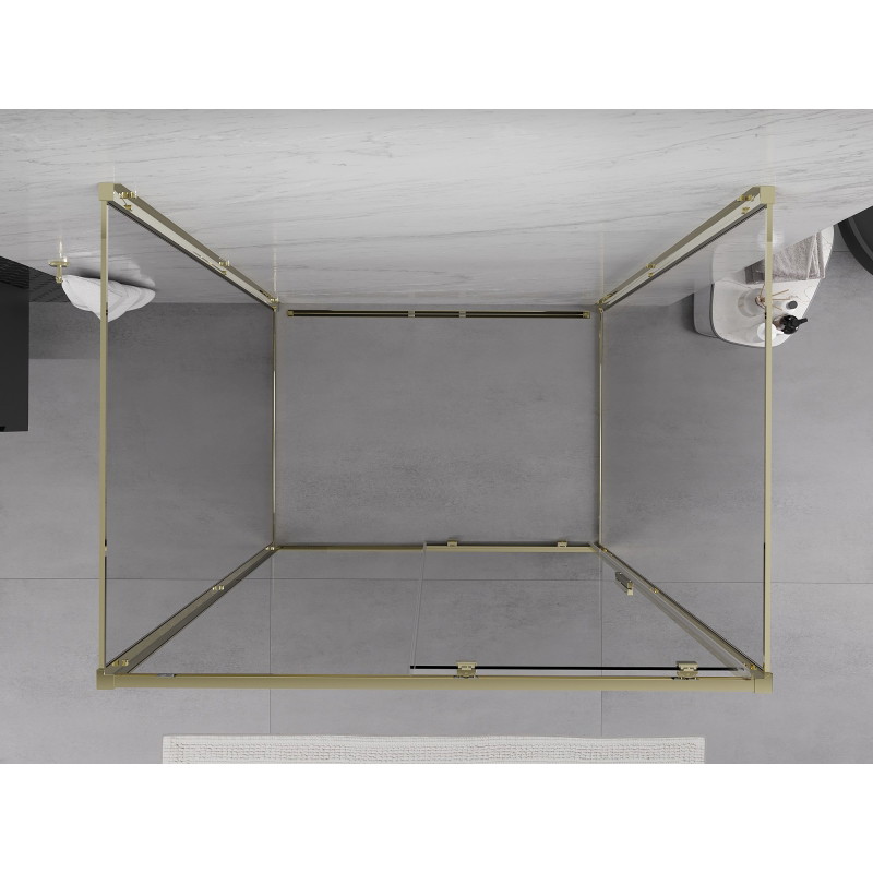 Mexen Exo-S 3S cabine de douche 3 parois coulissante 130 x 70 cm, transparent, or - 8151-130-070-50-00-3S