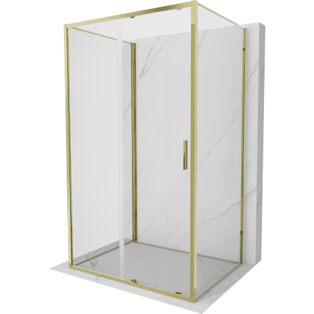Mexen Exo-S 3S cabine de douche 3 parois coulissante 90 x 80 cm, transparente, or - 8151-090-080-50-00-3S