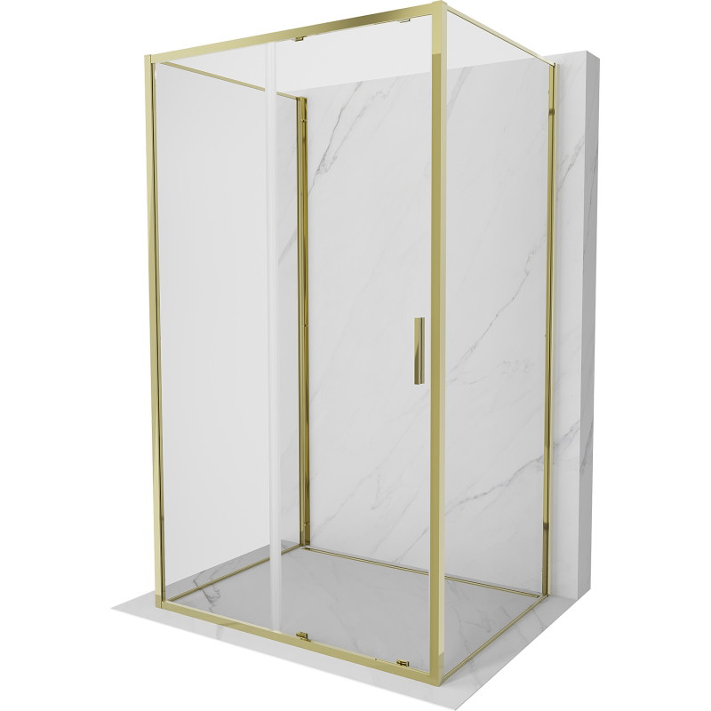 Mexen Exo-S 3S cabine de douche 3 parois coulissante 155 x 80 cm, transparente, dorée - 8151-155-080-50-00-3S