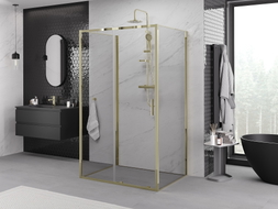 Mexen Exo-S 3S Cabine de douche 3 parois coulissante 160 x 85 cm, transparent, or - 8151-160-085-50-00-3S