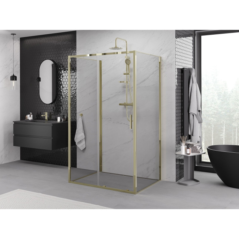 Mexen Exo-S 3S cabine de douche 3 parois coulissante 140 x 95 cm, transparent, or - 8151-140-095-50-00-3S
