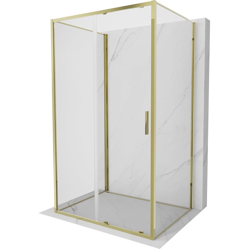 Mexen Exo-3S cabine de douche tridimensionnelle coulissante 150 x 100 cm, transparente, dorée - 8151-150-100-50-00-3S