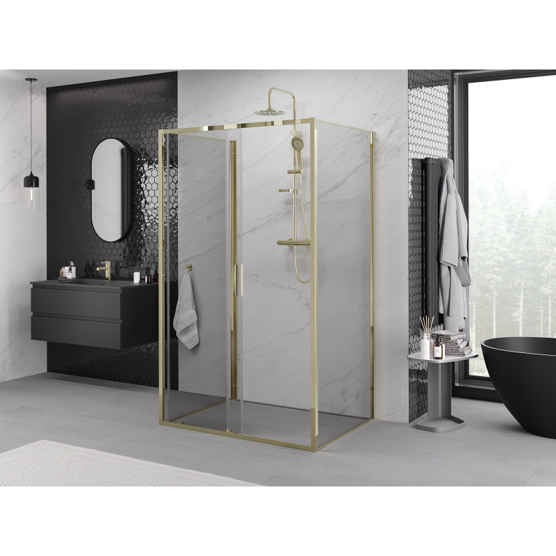 Mexen Exo-S 3S cabine de douche 3 parois coulissante 190 x 70 cm, transparent, or - 8151-190-070-50-00-3S