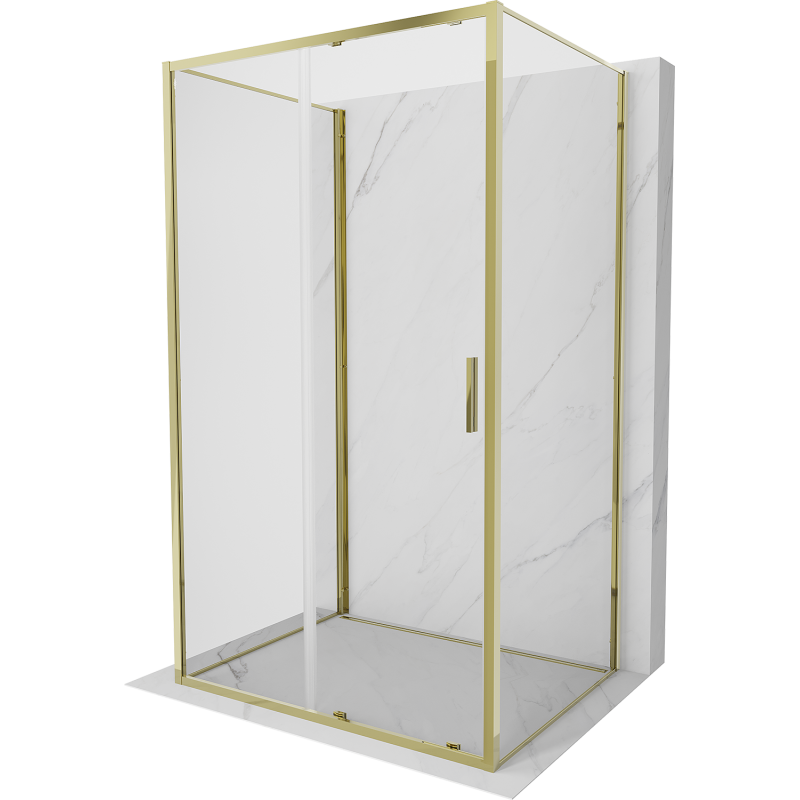 Mexen Exo-3S cabine de douche coulissante à 3 parois 105 x 110 cm, transparente, dorée - 8151-105-110-50-00-3S